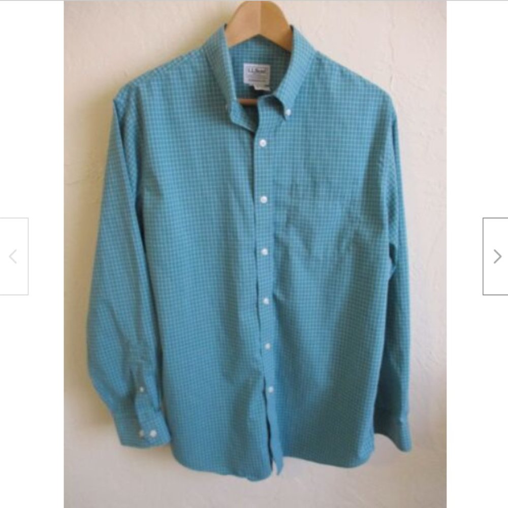 L L Bean Green Check Shirt Size Medium Traditional Fit Button Down 275569